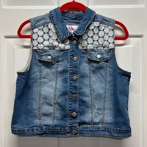Justice Girls Denim Vest With Lacy Insert Size 20 Plus